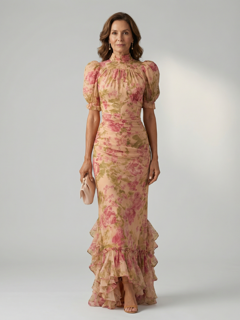 Aleksandra | Sukienka Maxi z Wysokim Dekoltem