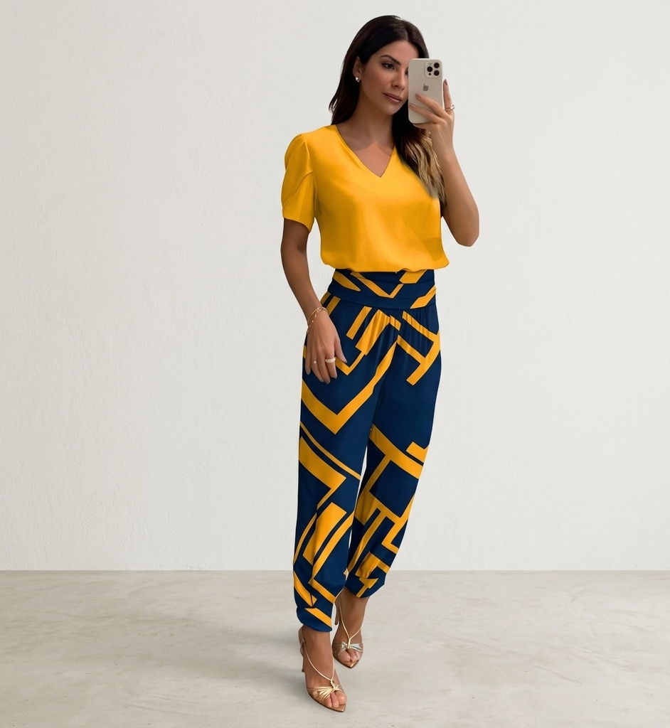 Alexandra | Zestaw bluzka - spodnie