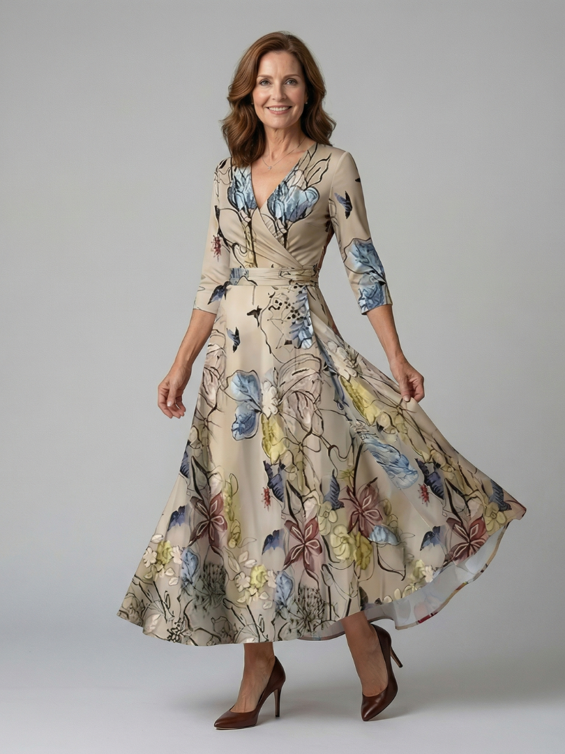 Joanna | Crossover Neck Midi Dress