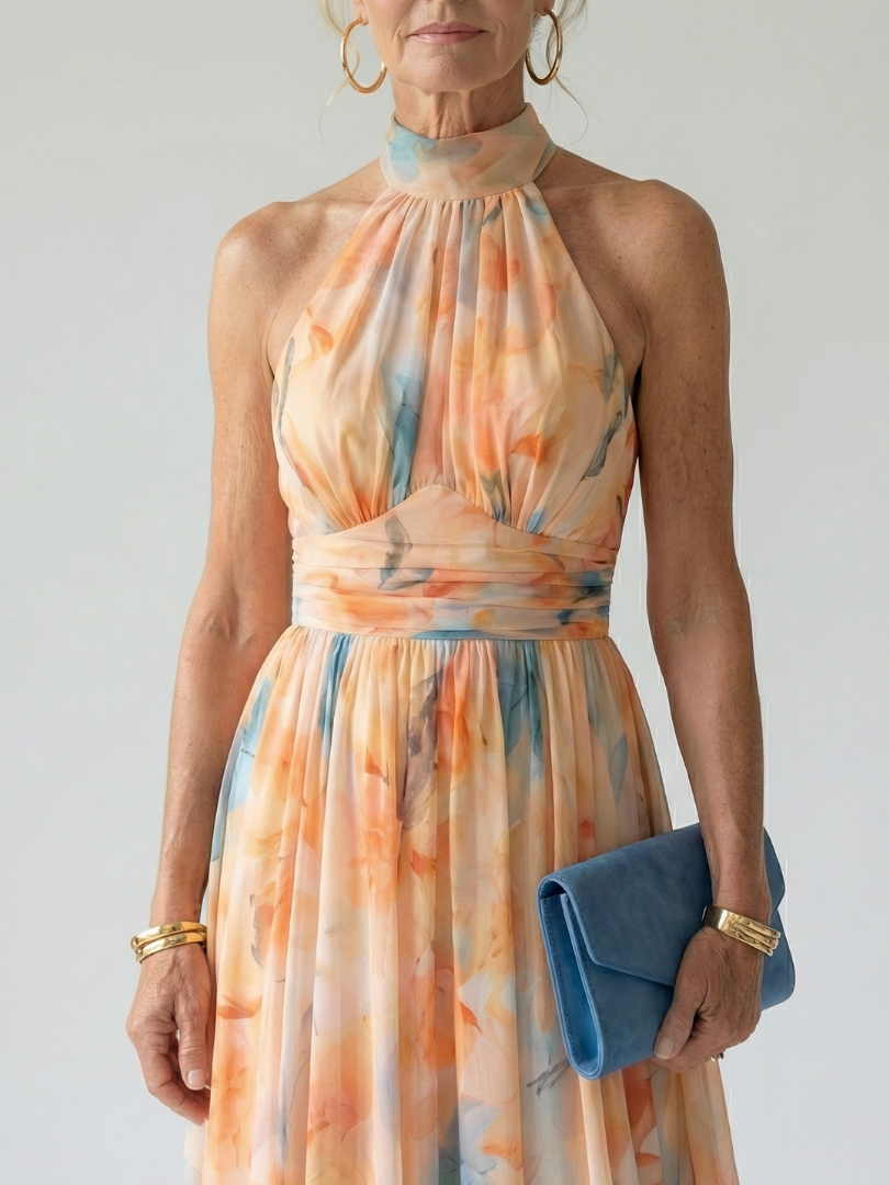 Lena | Sukienka midi z dekoltem halter