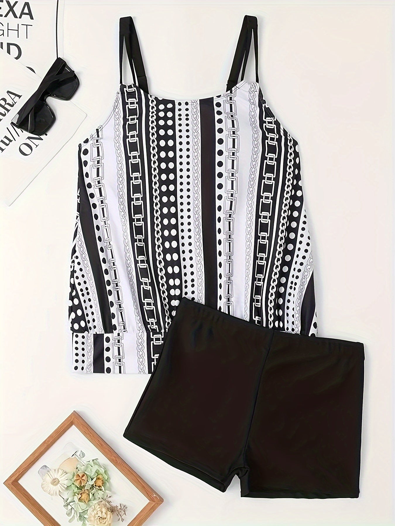 Agnes – Striped Ruffle Tankini Set