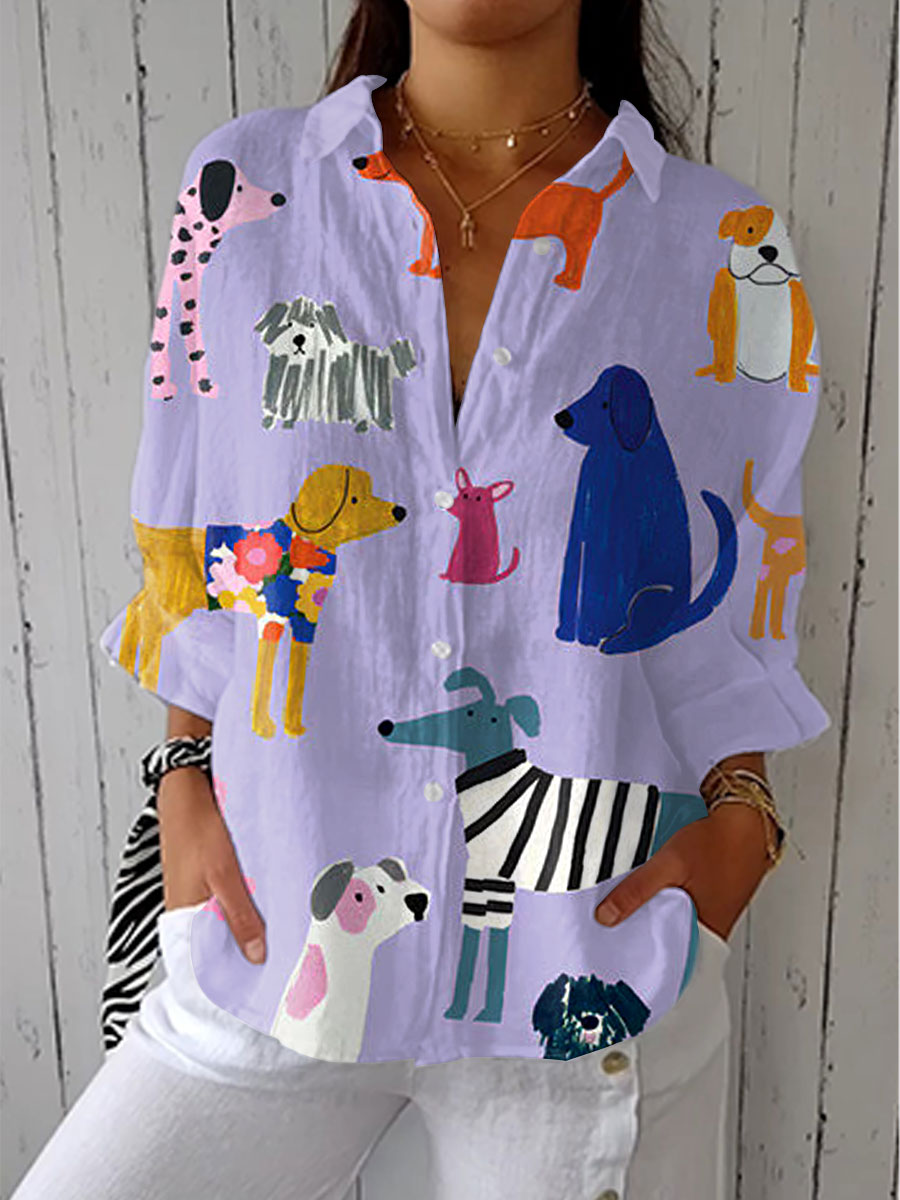Florencia | Blouse with Playful Dogs